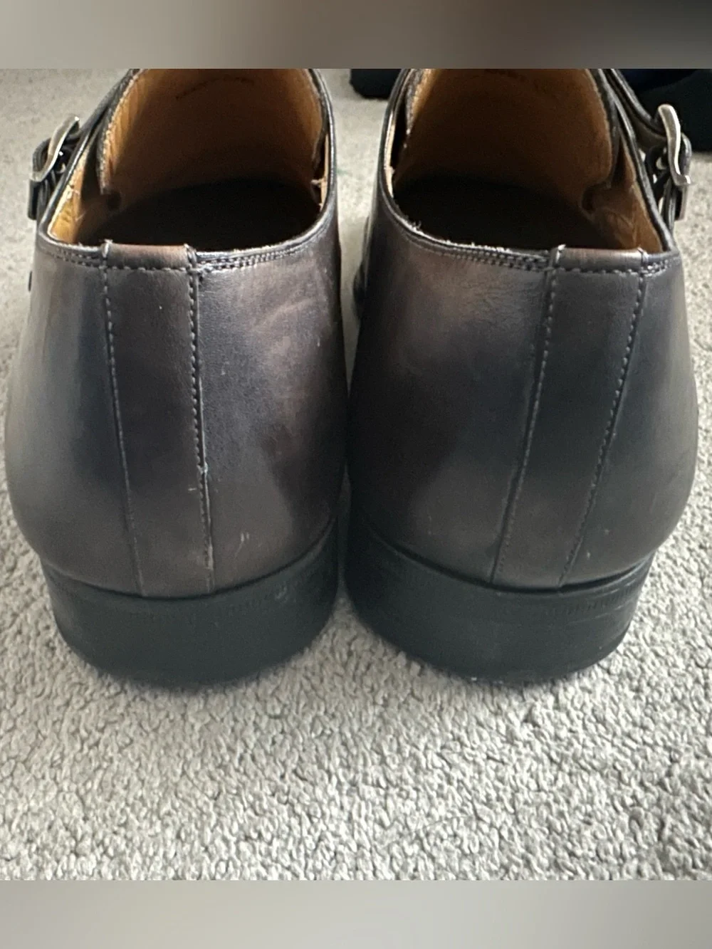 Magnanni Brown Leather Double Monk Strap Wingtip Oxford Shoes Men’s 9.5